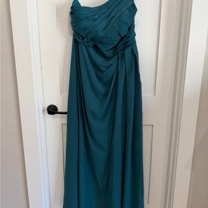 JJs House Elegant Teal One Shoulder Gown
